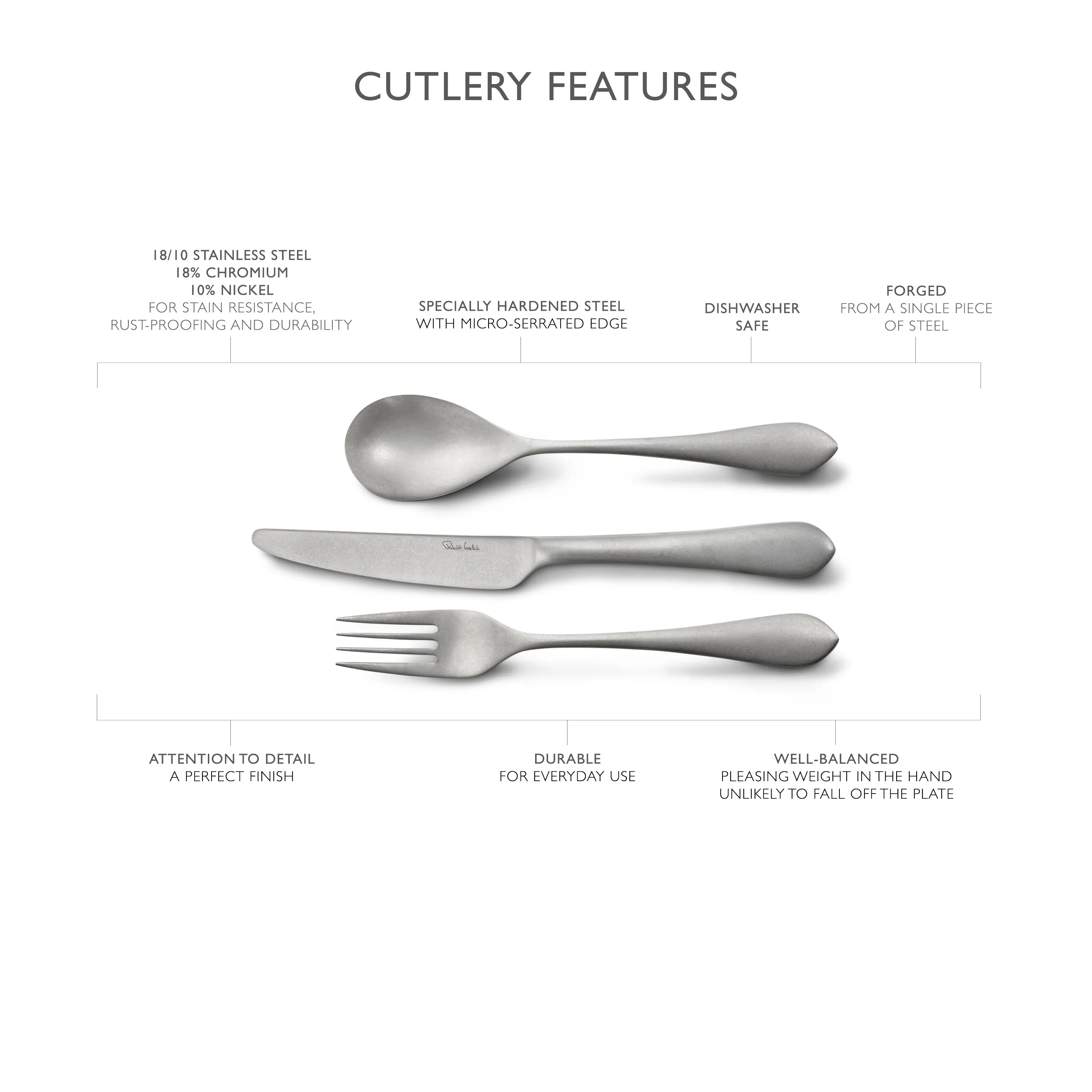 Quinton Vintage Cutlery Set, 56 Piece for 8 People