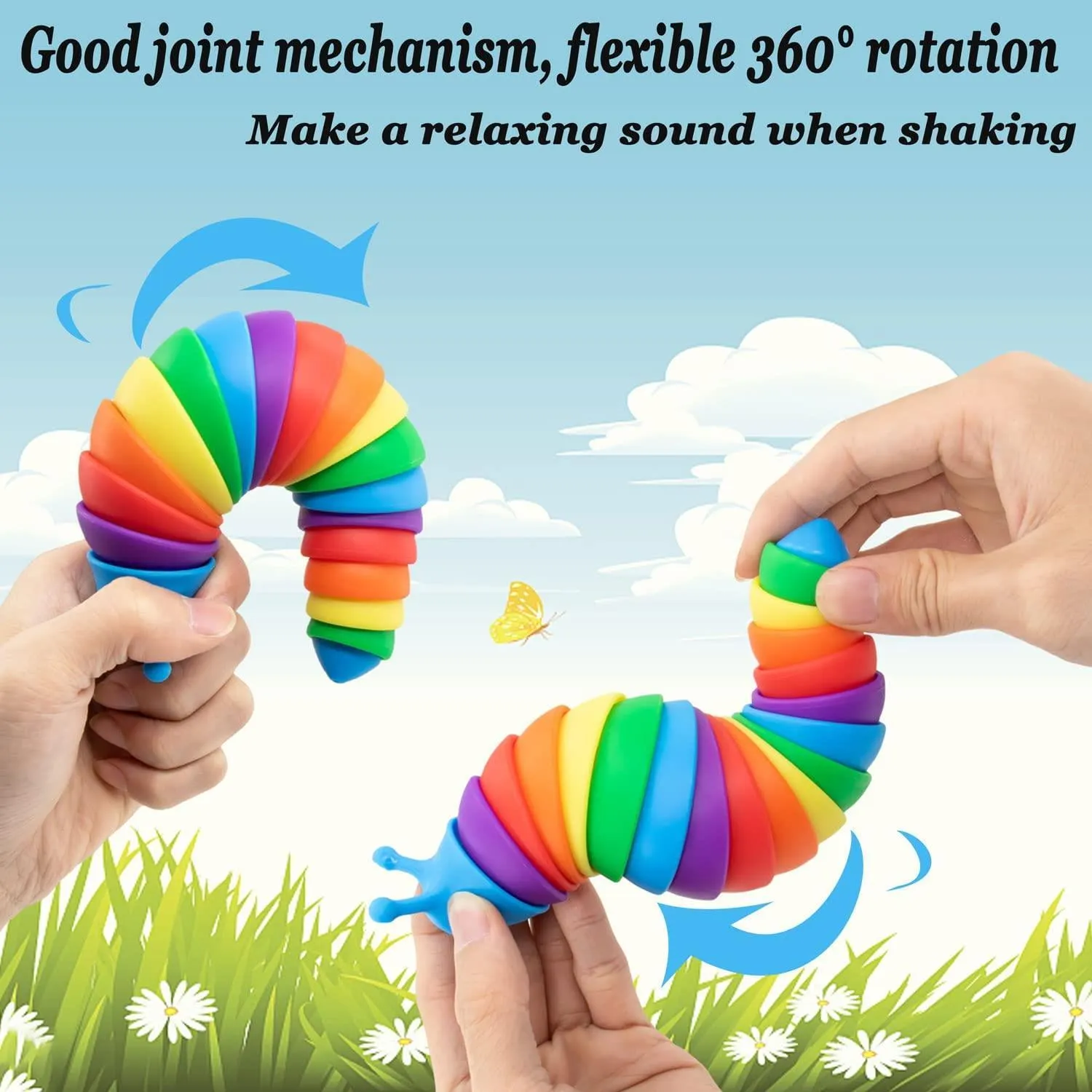 Rainbow Fidget Slug Toy