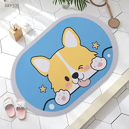SAVYA HOME Door Mat for Bedroom and Living Room | Anti-Skid Floor Mat for Kids Room | Bathroom Mat| Mat for Living Room, Mat for Bedroom, Blue, 2