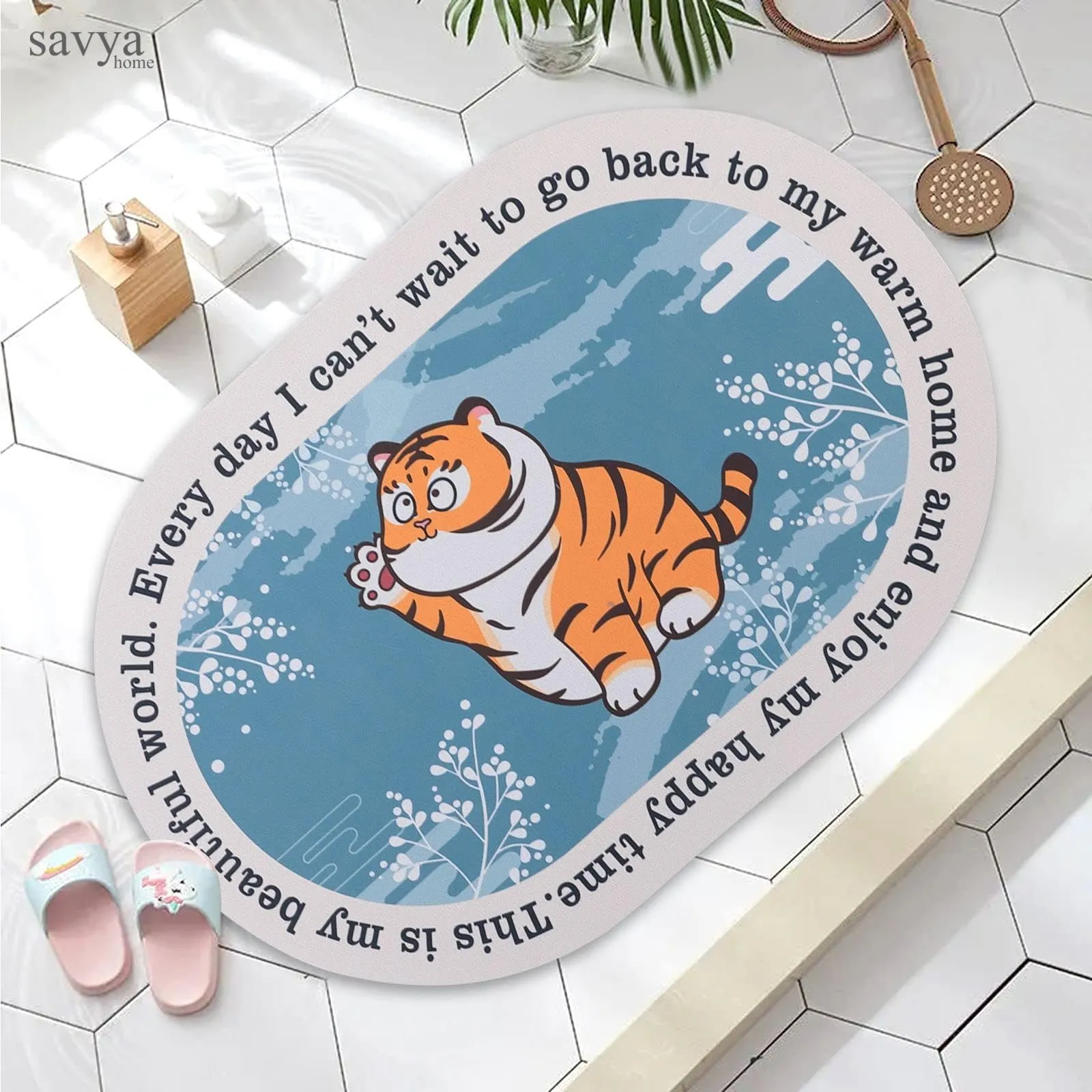 SAVYA HOME Door Mat for Bedroom and Living Room | Anti-Skid Floor Mat for Kids Room | Bathroom Mat| Mat for Living Room, Mat for Bedroom, Blue, 2