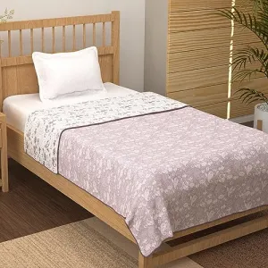 Story@Home Dohar Single Size Dohar/Blanket – 100% Cotton, Reversible, Soft & Lightweight, 150GSM, Motif, Size: 144x220cm. Color: Purple and White. Ideal for Mild Winter, Comfort & Style.
