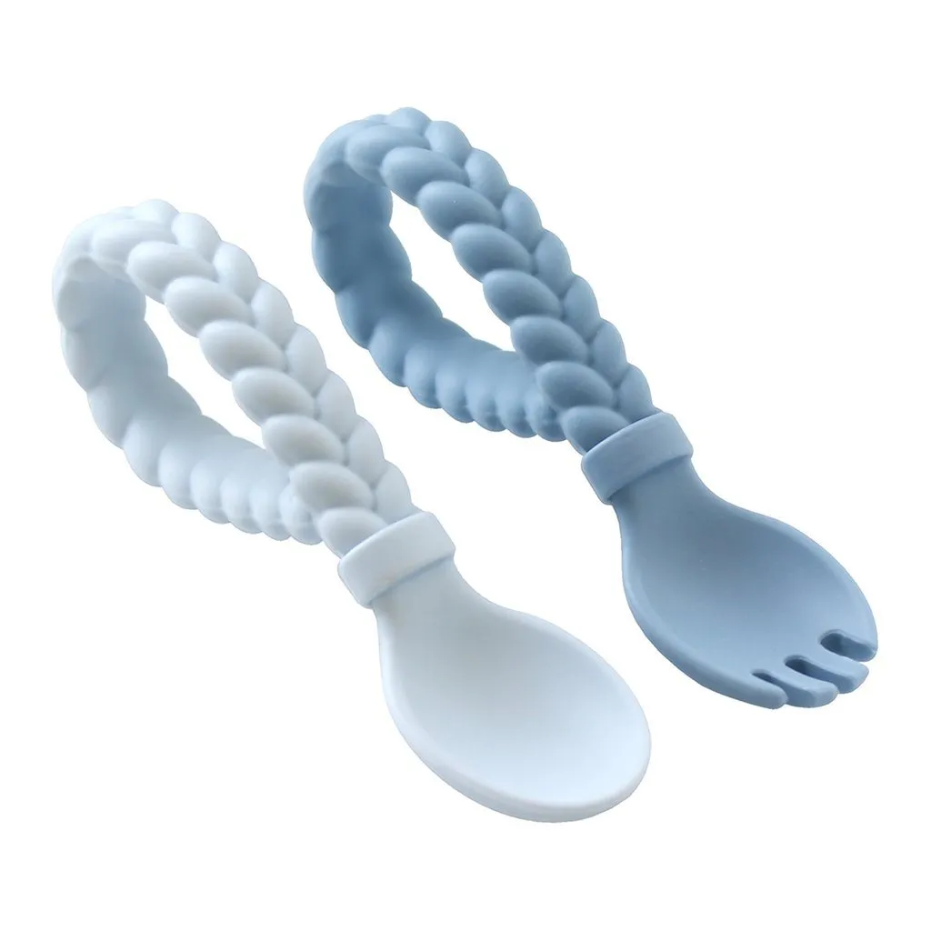 Sweetie Spoons™ - Silicone Baby Fork   Spoon Set