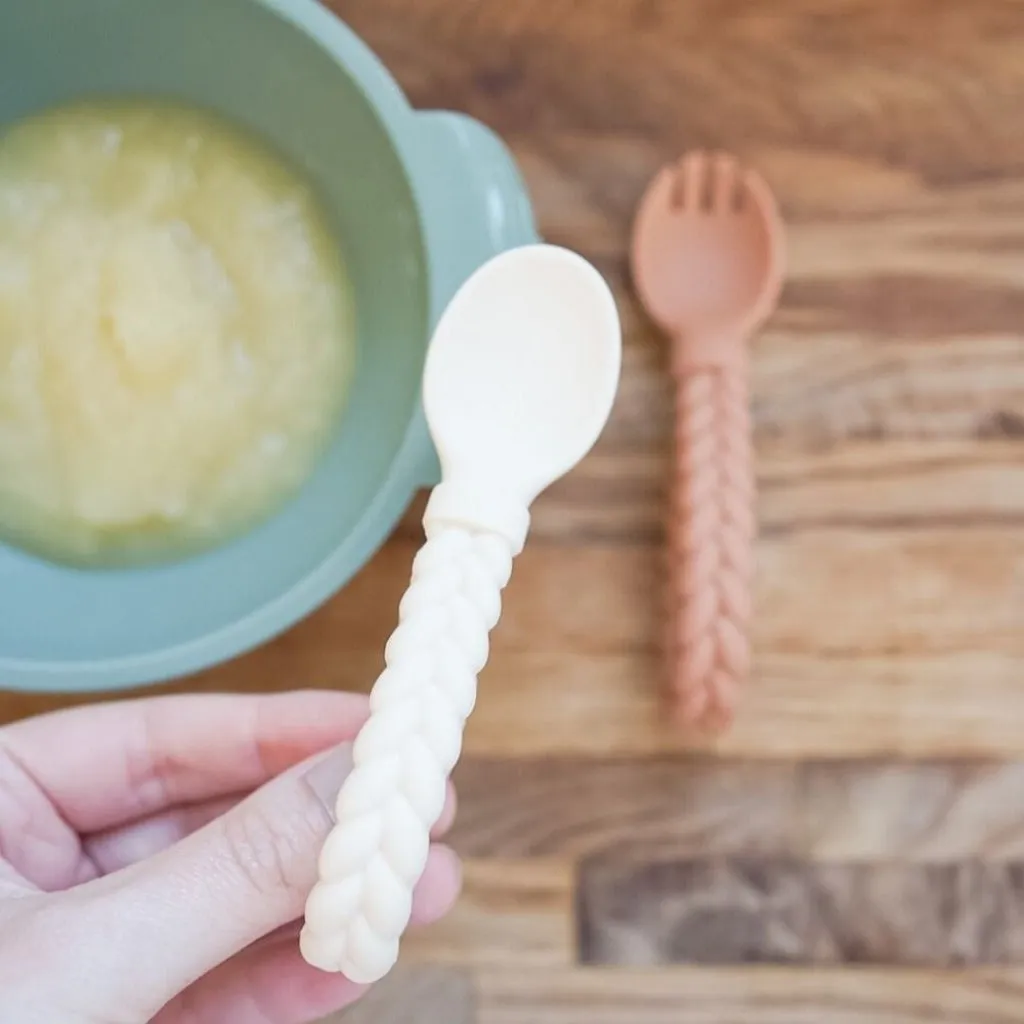Sweetie Spoons™ - Silicone Baby Fork   Spoon Set