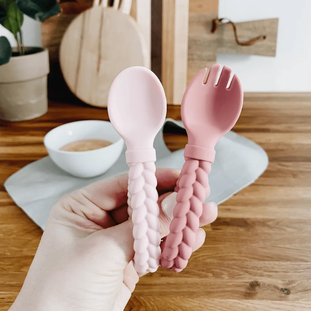 Sweetie Spoons™ - Silicone Baby Fork   Spoon Set