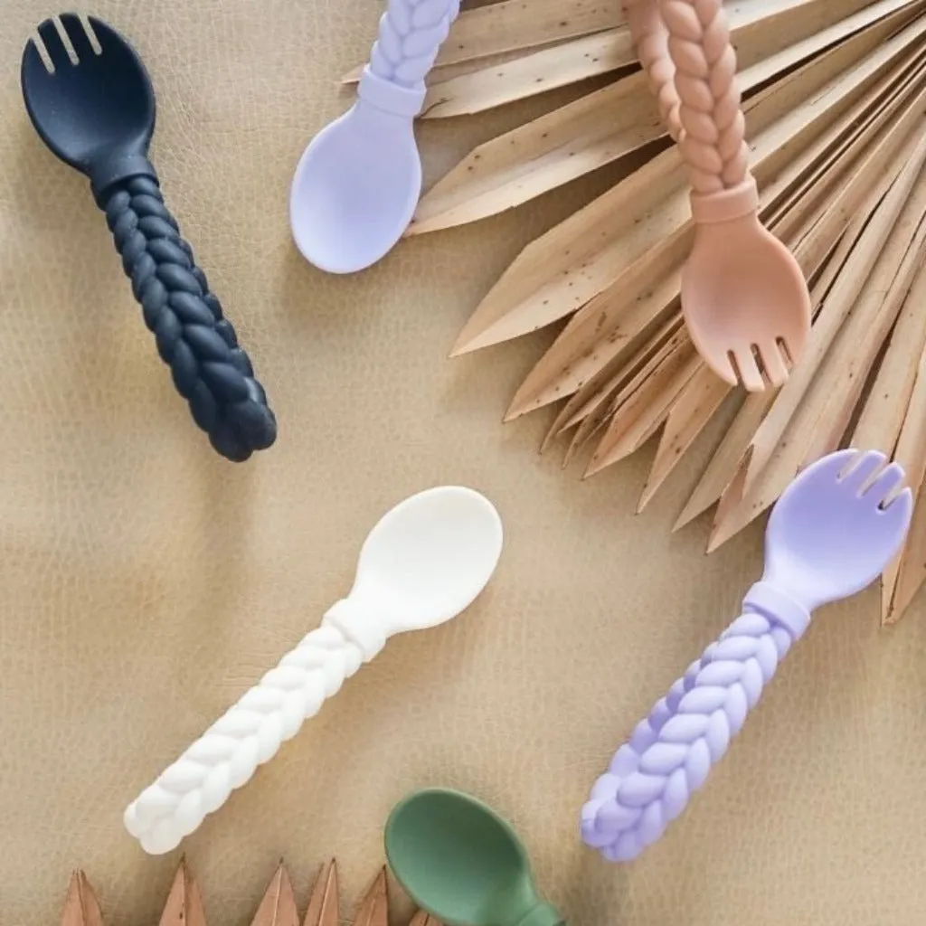 Sweetie Spoons™ - Silicone Baby Fork   Spoon Set