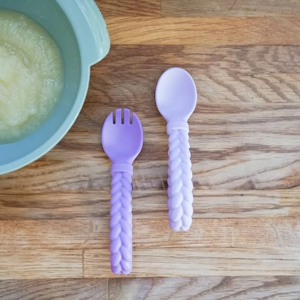 Sweetie Spoons™ - Silicone Baby Fork   Spoon Set