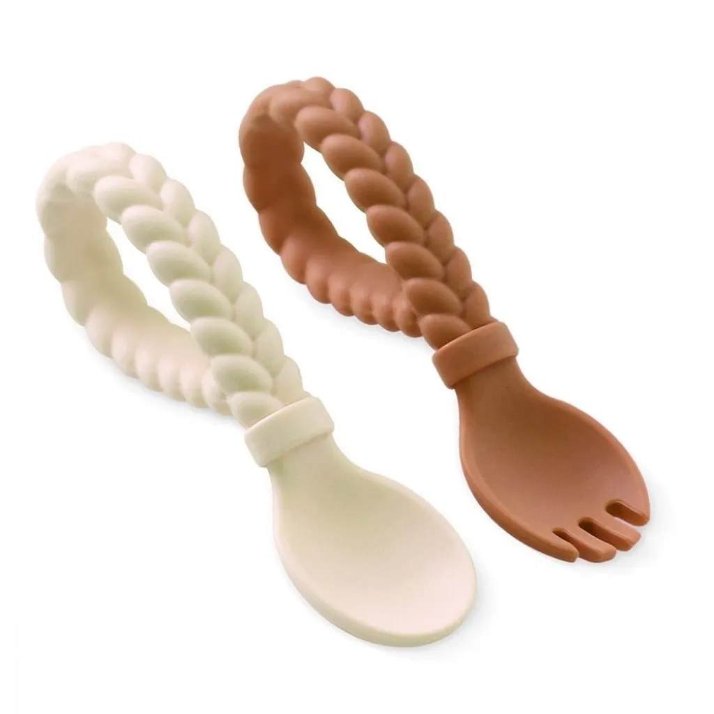 Sweetie Spoons™ - Silicone Baby Fork   Spoon Set