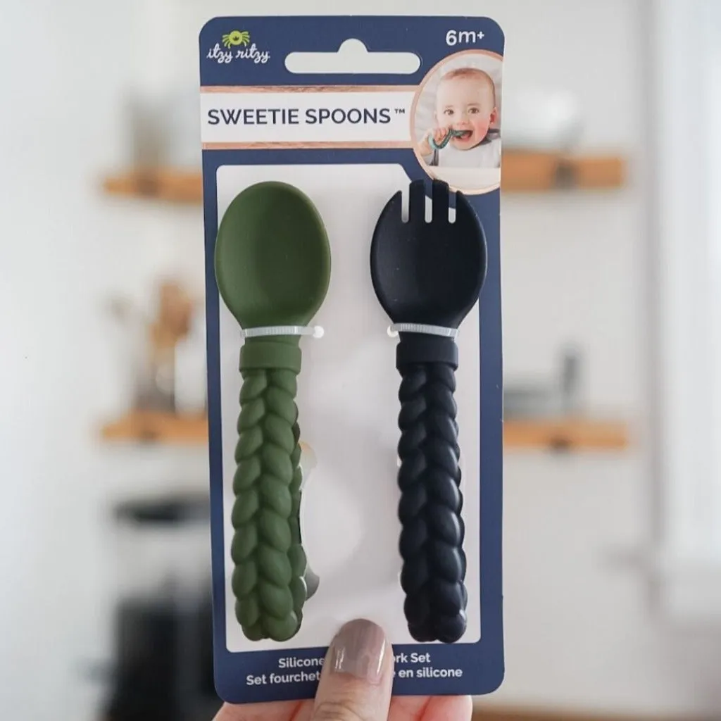 Sweetie Spoons™ - Silicone Baby Fork   Spoon Set
