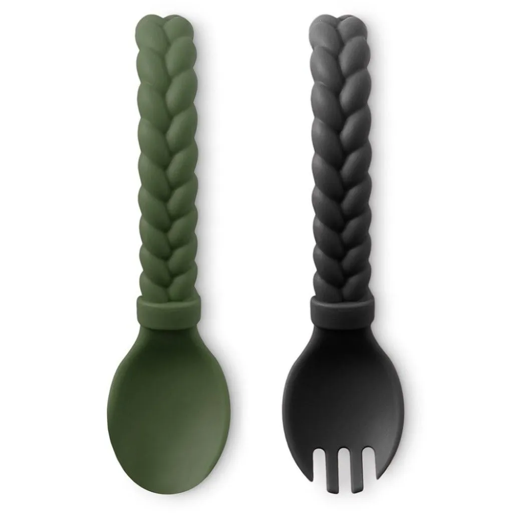 Sweetie Spoons™ - Silicone Baby Fork   Spoon Set