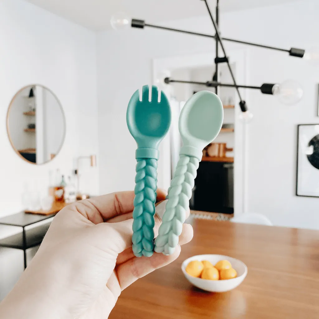 Sweetie Spoons™ - Silicone Baby Fork   Spoon Set