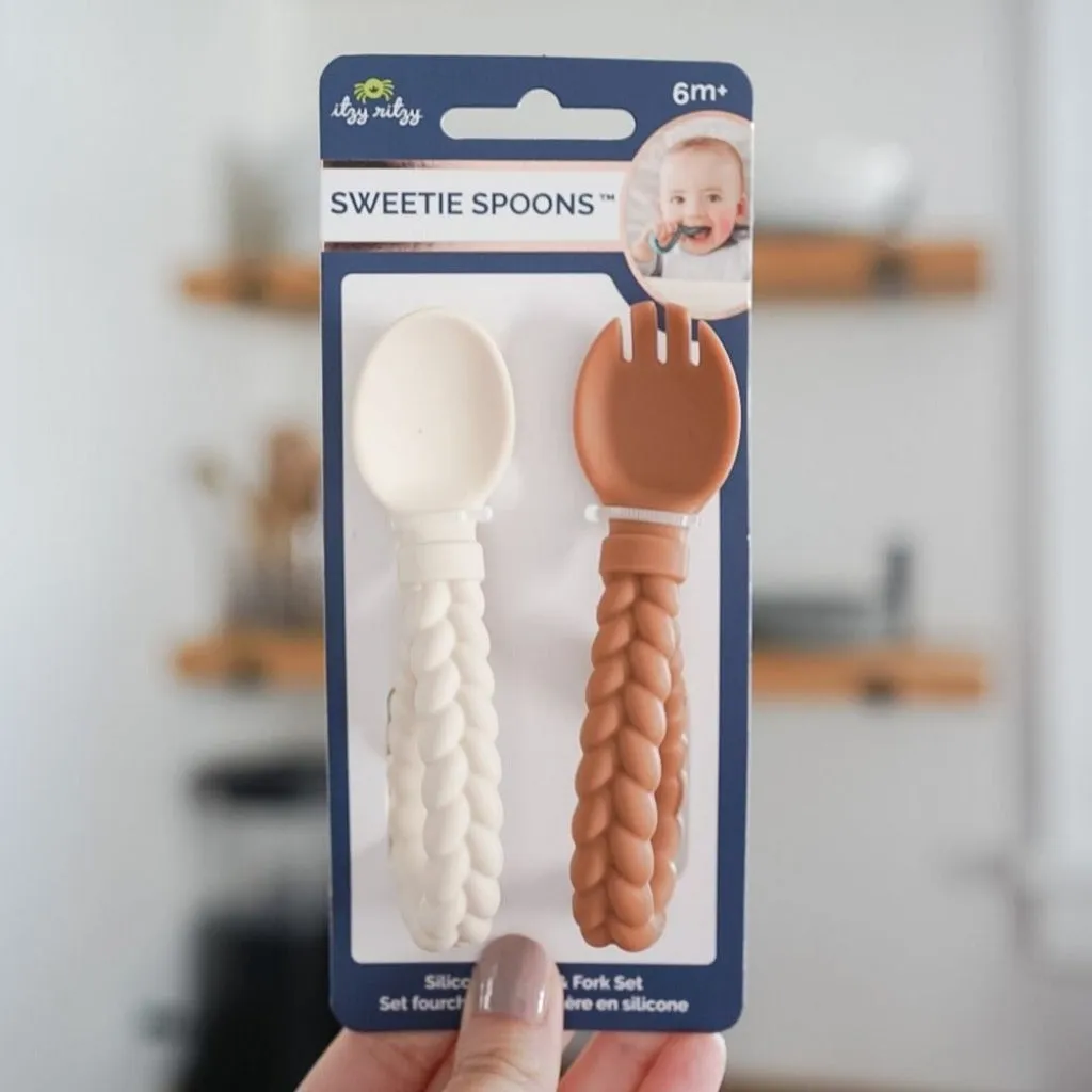 Sweetie Spoons™ - Silicone Baby Fork   Spoon Set