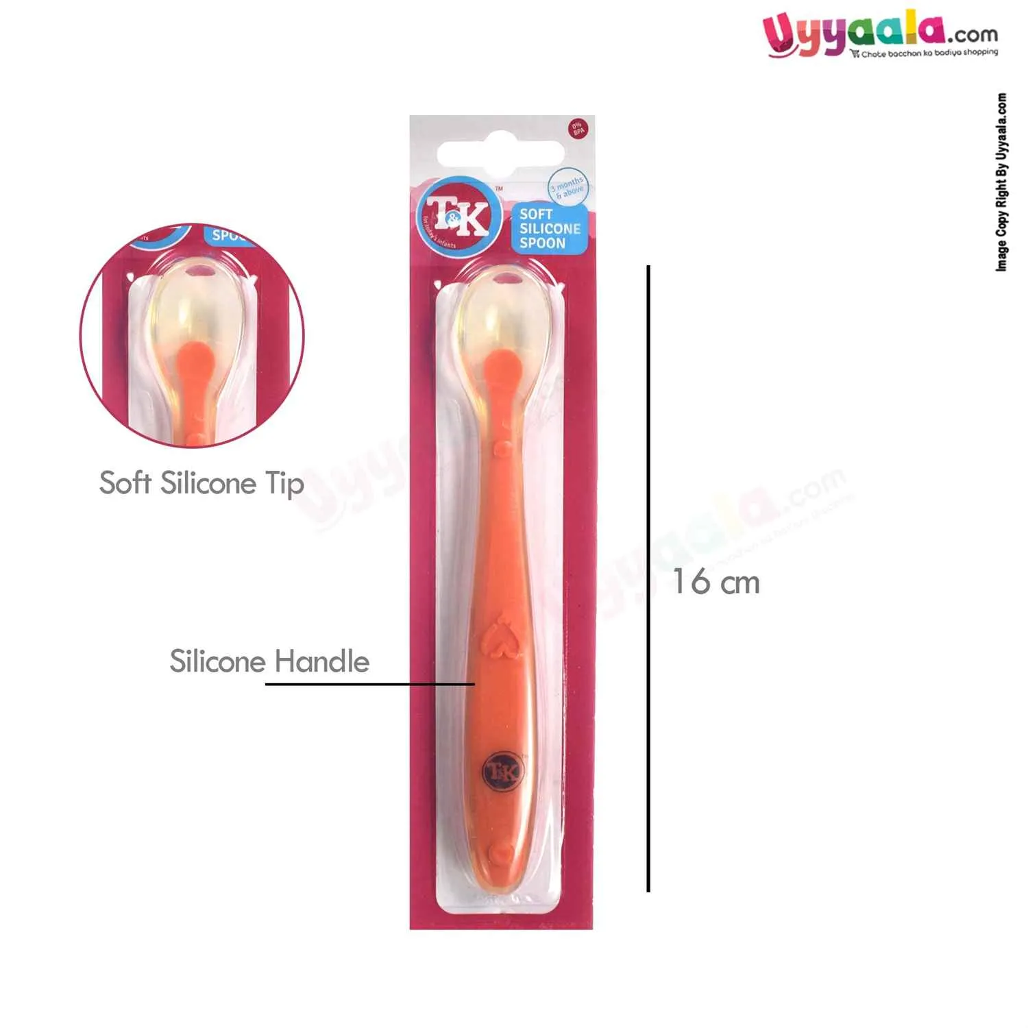 T&K Baby Soft Silicone Spoon 3 m Age - Orange