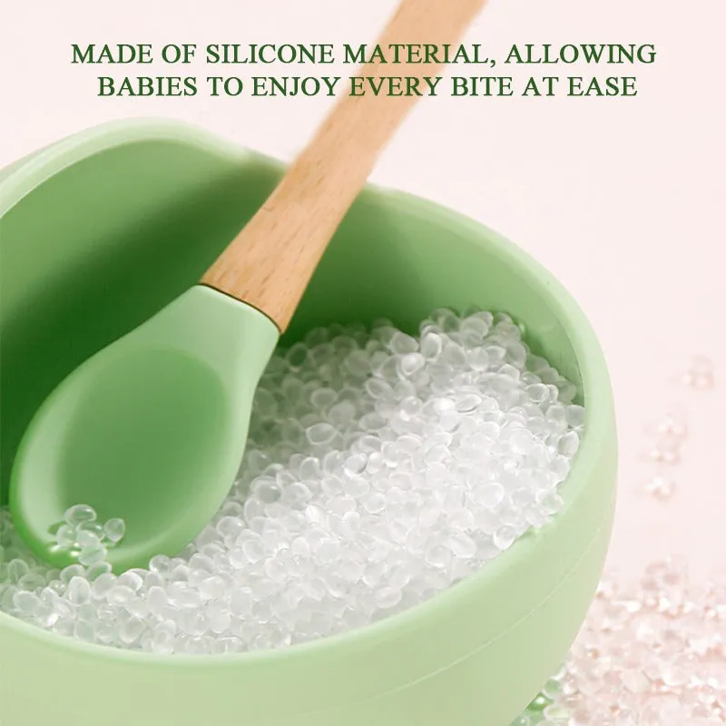 THE LITTLE LOOKERS Silicone Spoon with Bamboo Handle, BPA Free Feeding Spoons for Baby/Kids/Toddlers