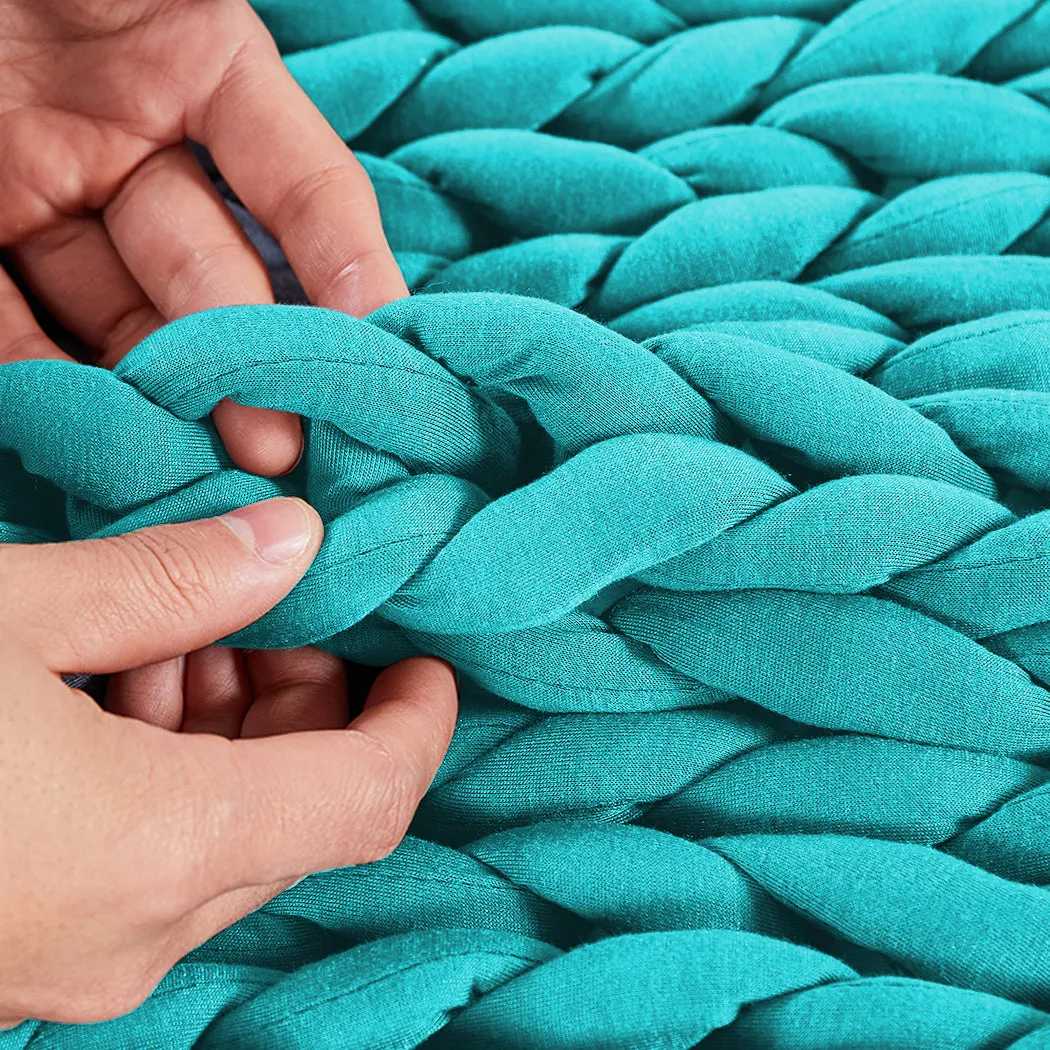 Whimsy Weighted Soft Blanket Knitted Chunky Bulky Knit 3KG - Blue Green