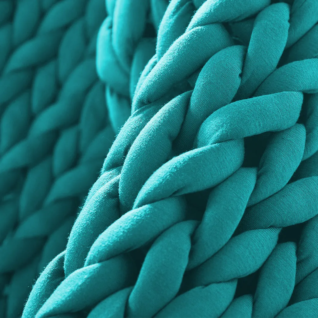 Whimsy Weighted Soft Blanket Knitted Chunky Bulky Knit 3KG - Blue Green