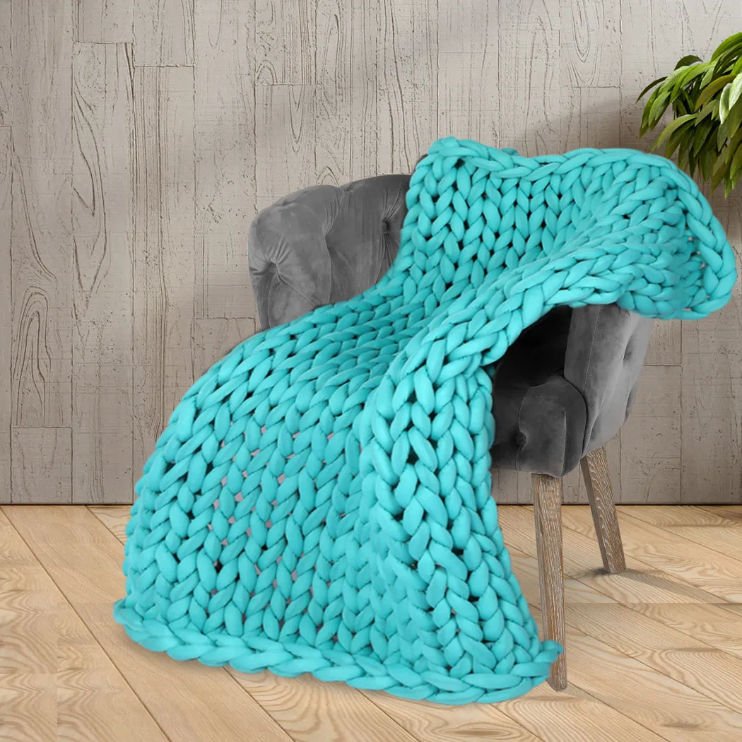 Whimsy Weighted Soft Blanket Knitted Chunky Bulky Knit 3KG - Blue Green