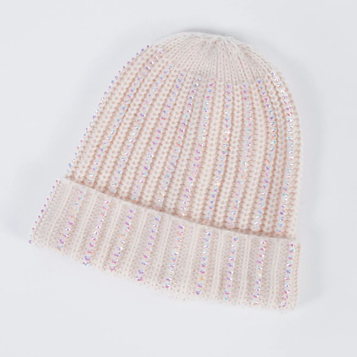Wholesale Knitted Hats with Diamond Inlaid Wool Hats, Thickened Warm Hats