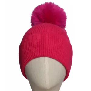 Winter Beanie Pom Pom Hot Pink