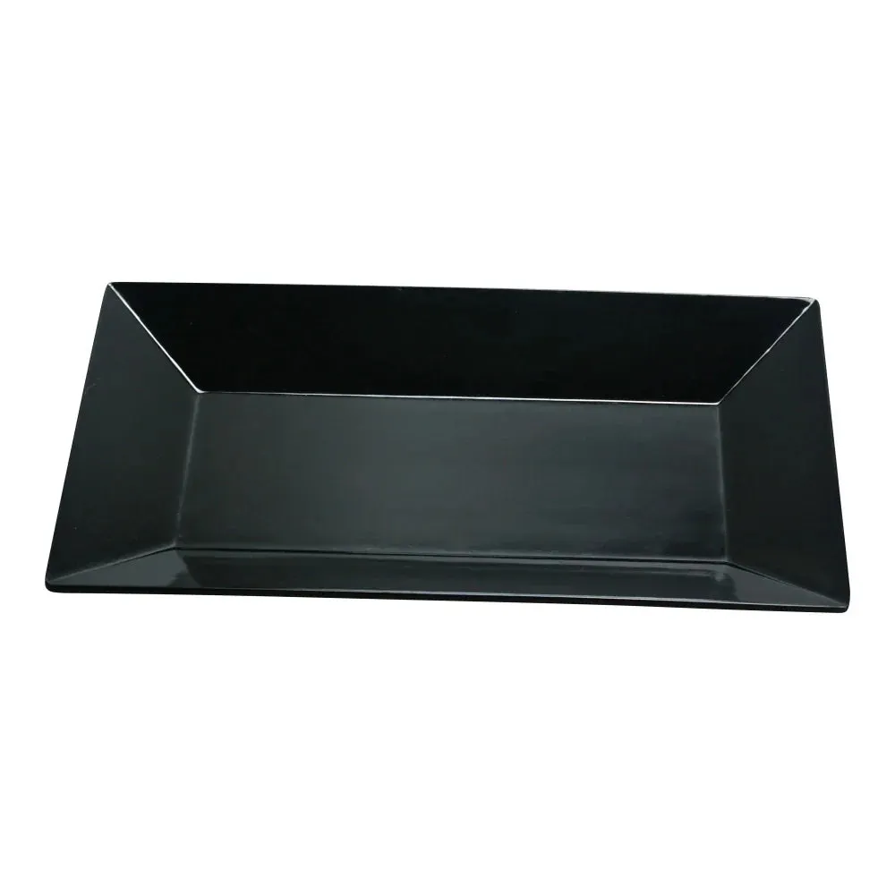 Yanco RM-210BK 6" Black Melamine Rectangular Rome Plate, Pack of 24