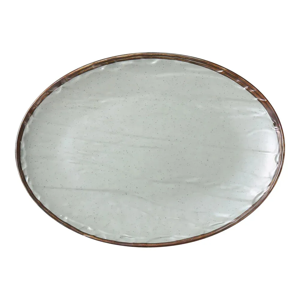 Yanco YO-2013 Yoto 9 1/2" Green Melamine Oval Plate with Matte Finish, Pack of 12